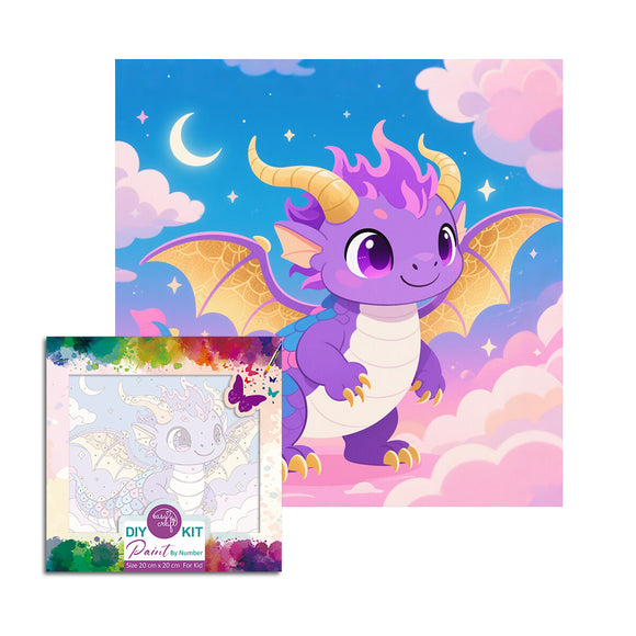 Easy Craft Paint by Number DIY Kit, 20x20cm- Cute Baby Dragon