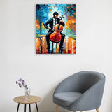 Easy Craft Paint by Number DIY Kit, 50x40cm- Colorful Musicians Cello Player in Wood