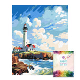 Easy Craft Paint by Number DIY Kit, 50x40cm- Lighthouse on Cliff