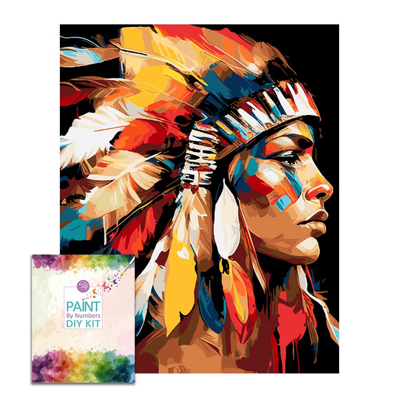 Easy Craft Paint by Number DIY Kit, 50x40cm- Colorful Indigenous 152