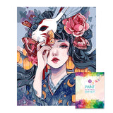 Box damage sale, limited quantity -- Easy Craft Paint by Number DIY Kit, 50x40cm- Girl with Rabbit Mask