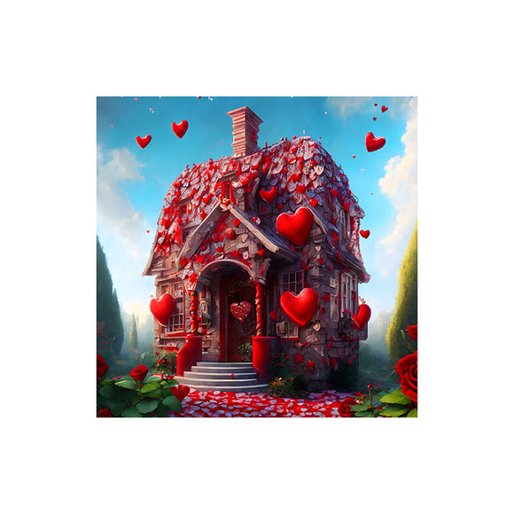 Easy Craft Diamond Painting DIY Kit, 30x30cm- House with Hearts