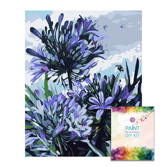 Easy Craft Paint by Number DIY Kit, 50x40cm- Various Flowers Agapanthus