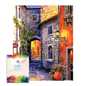 Easy Craft Paint by Number DIY Kit, 50x40cm- Quiet Street Corner