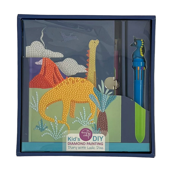 Easy Craft Diamond Painting Kid's DIY Gift Kit, Notebook with 10 Colour Pen - Dino