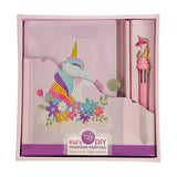 Easy Craft Diamond Painting Kid's DIY Gift Kit, Notebook with 10 Colour Pen - Unicorn