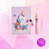 Easy Craft Diamond Painting Kid's DIY Gift Kit, Notebook with 10 Colour Pen - Unicorn