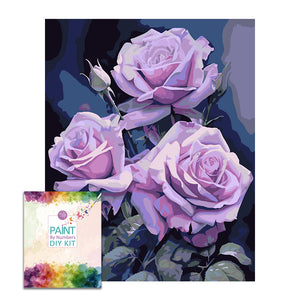 Easy Craft Paint by Number DIY Kit, 50x40cm- Roses - Purple