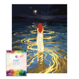 Easy Craft Paint by Number DIY Kit, 50x40cm- Moonlit Reflection on the Water(with Golden Paint)