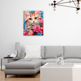 Easy Craft Paint by Number DIY Kit, 50x40cm- Cat and Flowers