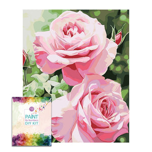 Easy Craft Paint by Number DIY Kit, 50x40cm- Roses - Pink