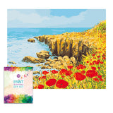 Box damage sale, limited quantity -- Easy Craft Paint by Number DIY Kit, 50x40cm- Flower, Ocean and Cliff