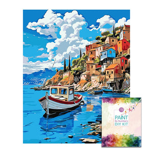 Easy Craft Paint by Number DIY Kit, 50x40cm- Boat and Hillside