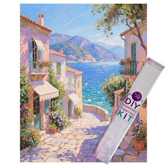 Diamond Painting DIY Kit,Full Drill, 50x40cm- Seaside Town Alley