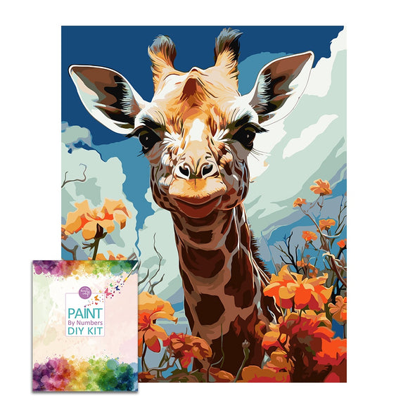 Easy Craft Paint by Number DIY Kit, 50x40cm- Giraffe in Flowers