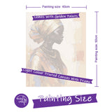 Easy Craft Paint by Number DIY Kit, 50x40cm- Traditional African beauty(with Golden Paint)