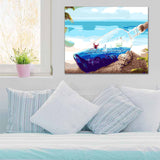 Box damage sale, limited quantity --Easy Craft Paint by Number DIY Kit, 50x40cm- Bottle on the beach