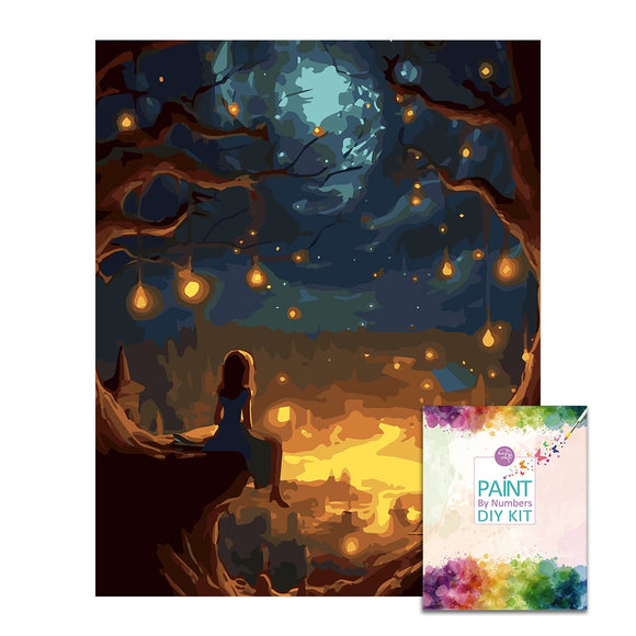 Easy Craft Paint by Number DIY Kit, 50x40cm- Little Girl in Fairy Valley 150