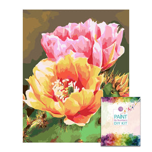 Easy Craft Paint by Number DIY Kit, 50x40cm- Succulent Cactus Pink Yellow