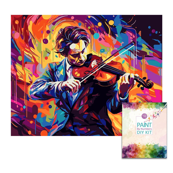 Easy Craft Paint by Number DIY Kit, 50x40cm- Colorful Musicians Violinist