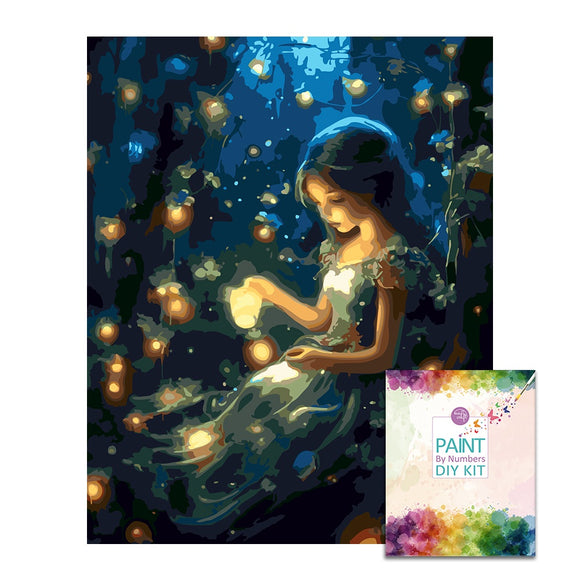 Easy Craft Paint by Number DIY Kit, 50x40cm- Little Girl in Fairy Forest 151