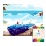 Box damage sale, limited quantity --Easy Craft Paint by Number DIY Kit, 50x40cm- Bottle on the beach