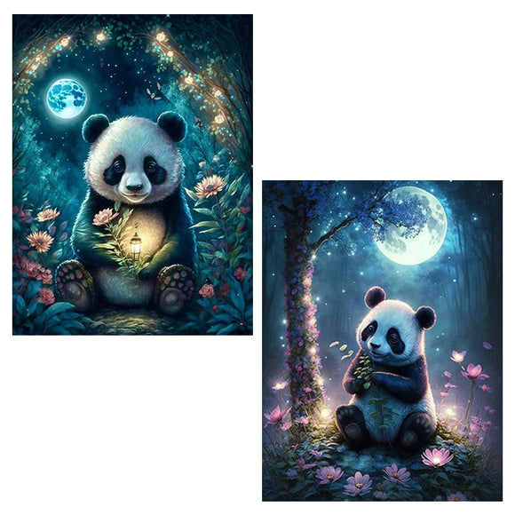 Easy Craft Diamond Painting DIY Kit, 40x30cm- Panda at Night