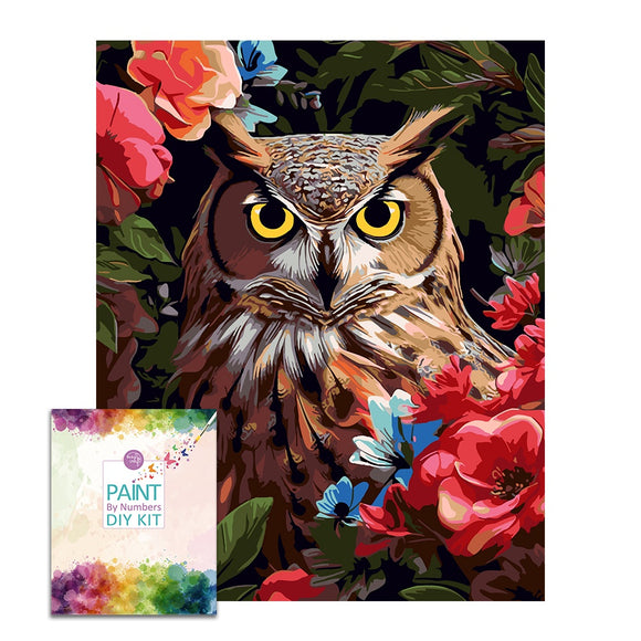 Easy Craft Paint by Number DIY Kit, 50x40cm- Owl in Flowers