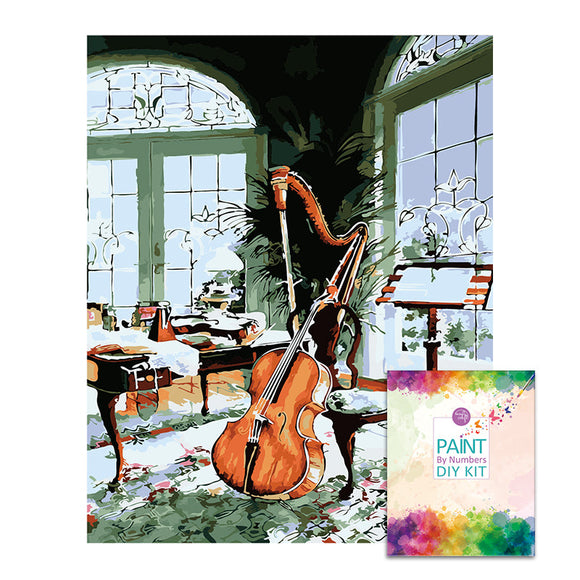 Easy Craft Paint by Number DIY Kit, 50x40cm- Harp and Cello (New Tube)