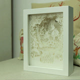 Fully Assembled 3D Paper Cutting Light Box, Wooden Frame (White) - Alice