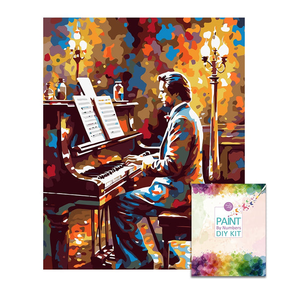 Easy Craft Paint by Number DIY Kit, 50x40cm- Colorful Musicians Pianist