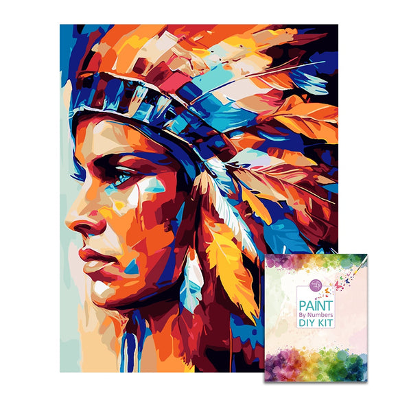 Easy Craft Paint by Number DIY Kit, 50x40cm- Colorful Indigenous 153