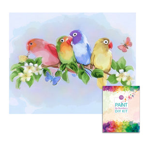 Easy Craft Paint by Number DIY Kit, 50x40cm- Colorful Birds/Parrots (New Tube)