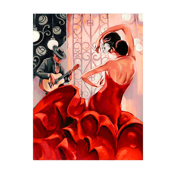 Diamond Painting DIY Kit,Full Drill, 40x30cm- Flamenco Dancer and Guitarist