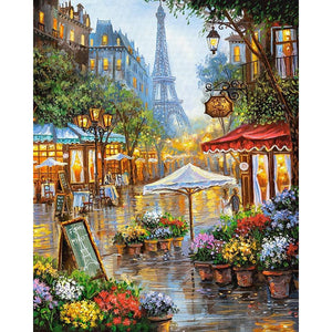 Diamond Painting DIY Kit,Full Drill, 50x40cm- Paris Streets and Markets