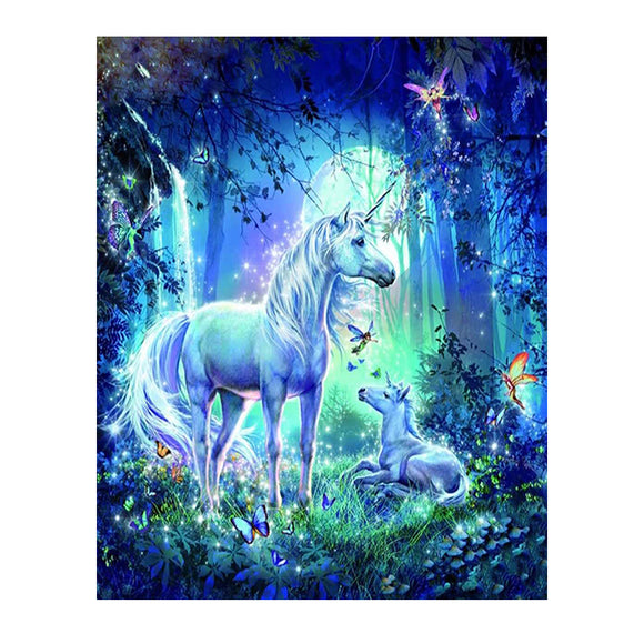 Diamond Painting DIY Kit,Full Drill, 50x40cm- Unicorns (New Tool Kit)