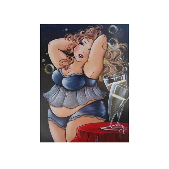 Diamond Painting DIY Kit,Full Drill, 40x30cm- Lifestyle: Sleepwear and Champagne