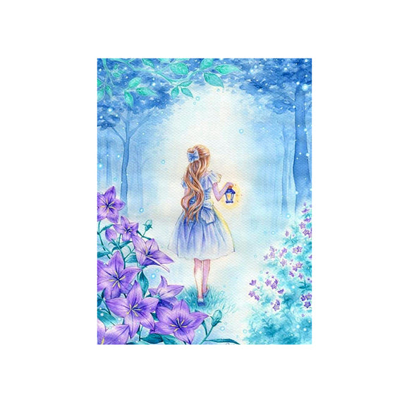 Diamond Painting DIY Kit,Full Drill, 40x30cm- Girl in Secret Forest