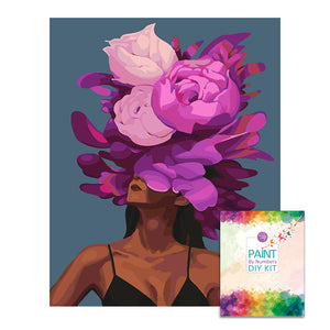 Easy Craft Paint by Number DIY Kit, 50x40cm- Beauty with Flower Hat- with Purple Hat (New Tube)