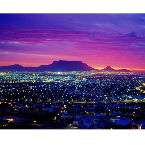 Diamond Painting DIY Kit,Full Drill, 50x40cm- Night View of Table Mountain (New Tool Set)