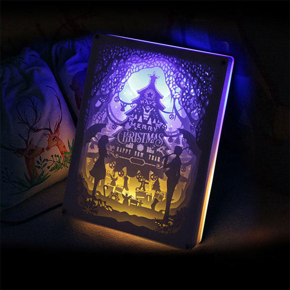 DIY 3D Paper Cutting Light Box, Organic Glass - Merry Christmas: Lovers