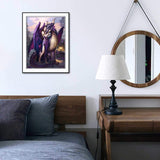 Diamond Painting DIY Kit,Full Drill, 40x30cm- Purple Dragon and Dark Angel