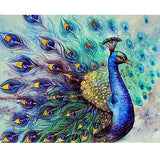 Diamond Painting DIY Kit,Full Drill, 50x40cm- Blue Peacock