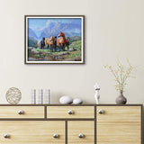 Diamond Painting DIY Kit,Full Drill, 50x40cm- Horses and Mountains