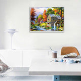 Diamond Painting DIY Kit, Round diamonds, 40x30cm- Cabin in the Forest