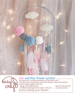 Dream Catcher DIY kit - Pink and Blue Dream Catcher Craft Kit