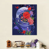Easy Craft Paint by Number DIY Kit, 50x40cm- Flowers in Astronaut Suit