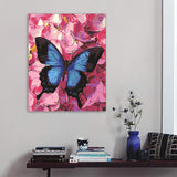 Easy Craft Paint by Number DIY Kit, 50x40cm- Blue Butterfly in Pink (New Tube)