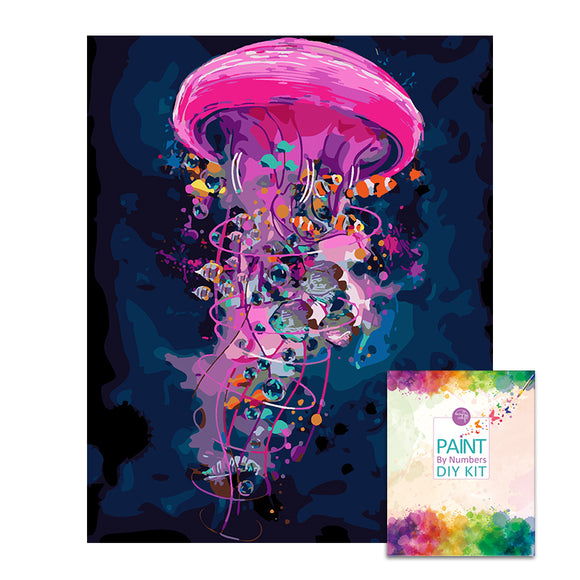 Easy Craft Paint by Number DIY Kit, 50x40cm- Marine Life Jellyfish (New Tube)