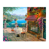 Diamond Painting DIY Kit,Full Drill, 50x40cm- Coffee Shop by the Lake